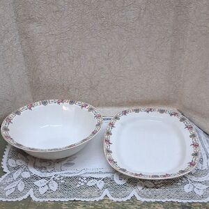 Edwin M. Knowles Vintage China Platter‎ And Bowl Set.